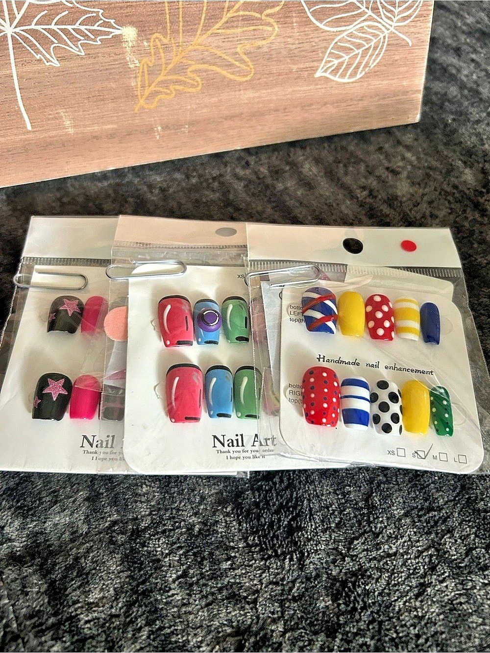 Nail Art Brand 3 Sets ofHandmade Press-On Nail Set Pink & Black NWT